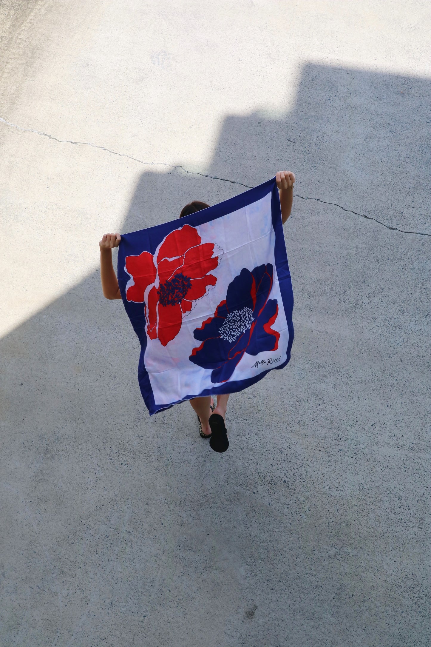 Melle Ricci Vintage Red, White and Blue Flower Scarf
