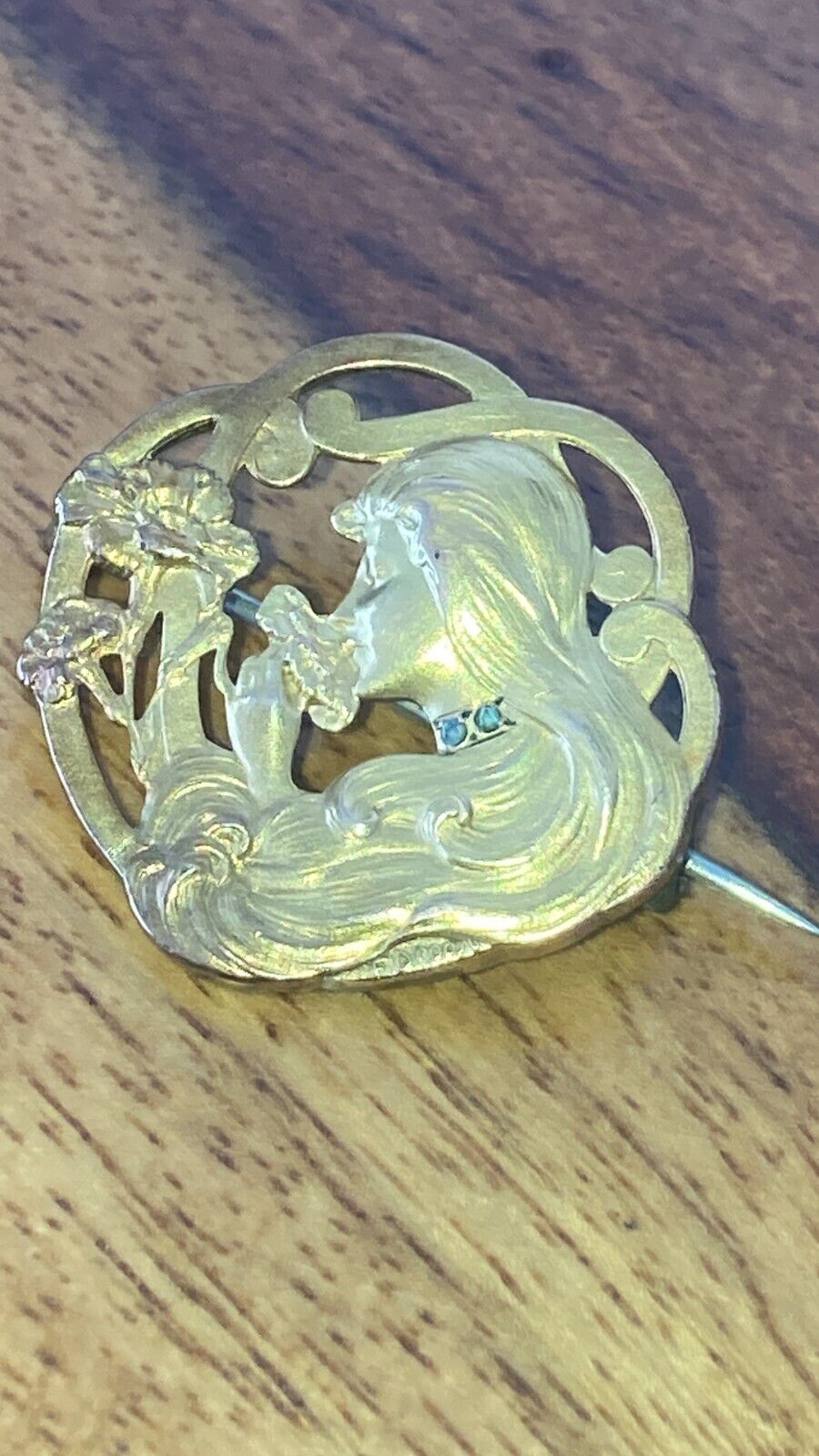 Rare Art Nouveau Lady with Diamond Collar signed E Dropsy