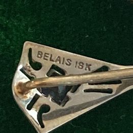 Antique Art Nouveau by Belais 2 tone 18/10ct Sapphire Stick pin Rare find