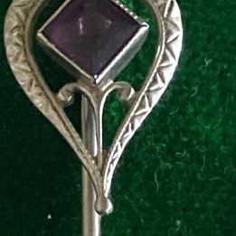 Antique Art Nouveau Amethyst 10ct White Gold Stick pin Rare find
